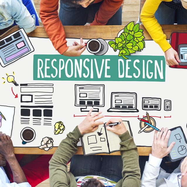 Diverse People Working and Responsive Design Concept